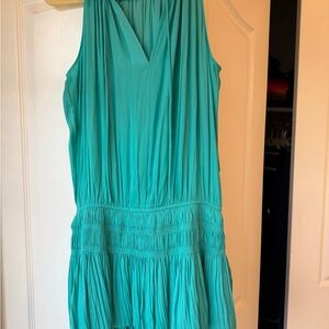 Current Air Teal Sleeveless Pleated  Short Dress